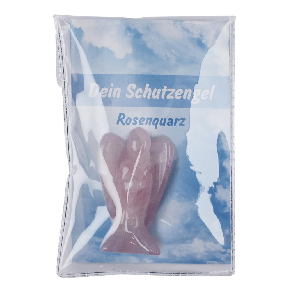 Schutzengel Rosenquarz, 5cm (klein), in Pouch mit Beileger