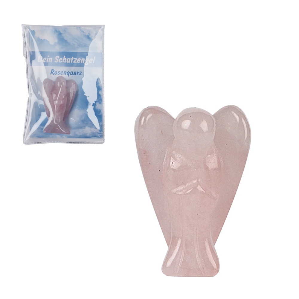 Anges gardiens Quartz rose, 5cm (petit), en pochette avec encart