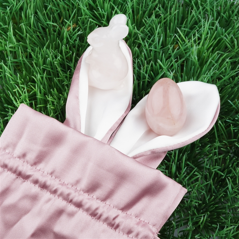 Rose Quartz Easter set (bunny and egg in bunny bag)