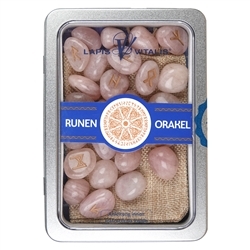 1013307025 Runenorakel-Set Rosenquarz in Dose | Großhandel Edelsteine, Heilsteine & Schmuck