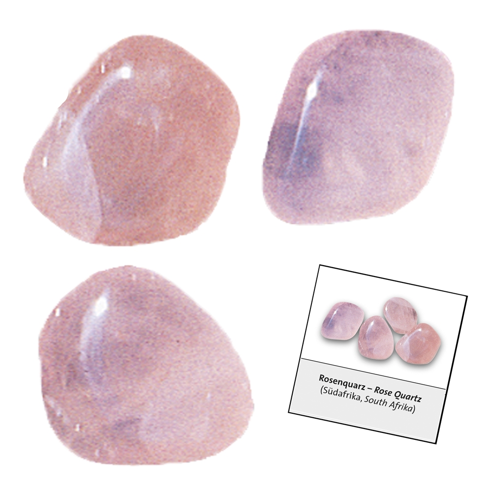Confezione di ricarica di pietre burattate e adesivi di quarzo rosa (24 pezzi/confezione)