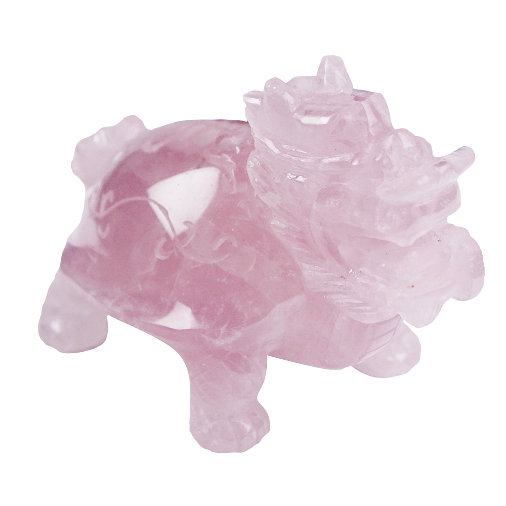 Tartaruga drago in quarzo rosa, 08,5 cm