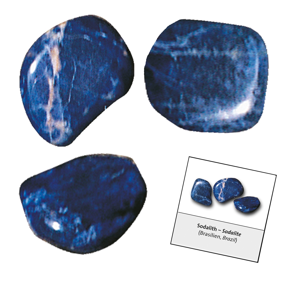 Confezione di ricarica di pietre burattate e adesivi di sodalite (24 pezzi/confezione)