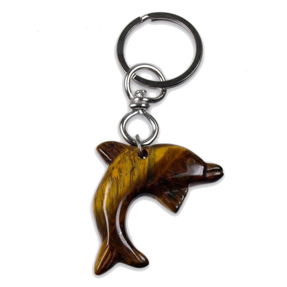 Porte-clés dauphin Oeil-de-tigre