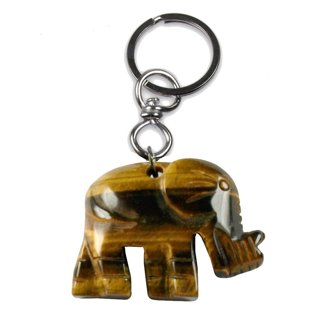Porte-clés éléphant Oeil-de-tigre