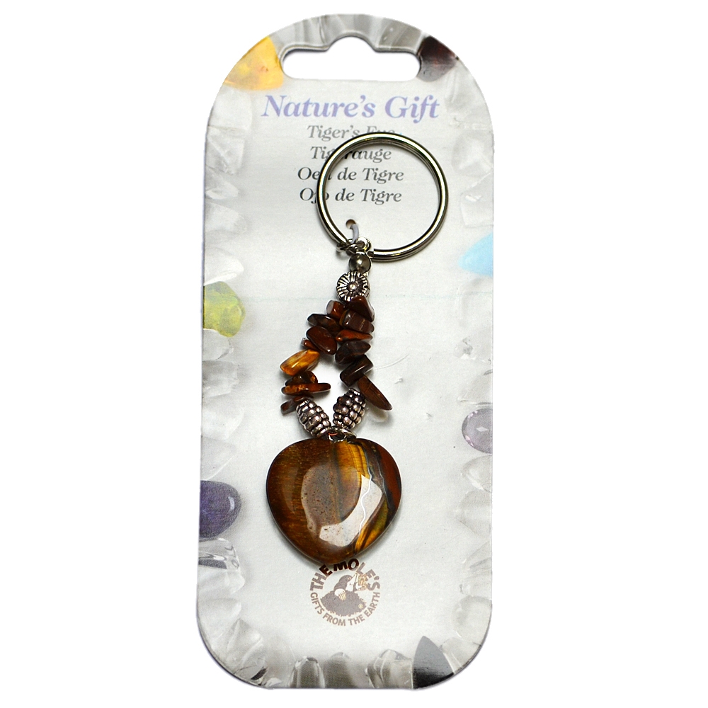 Key Chain, Heart, Tiger's Eye, ca. 09cm, for floor stand