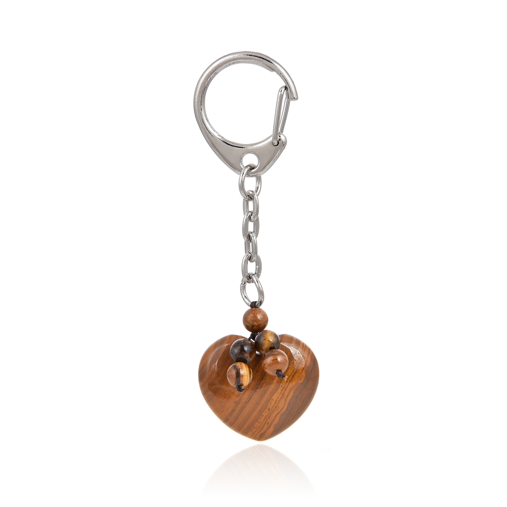 Key Chain Heart Tiger's Eye with Beads