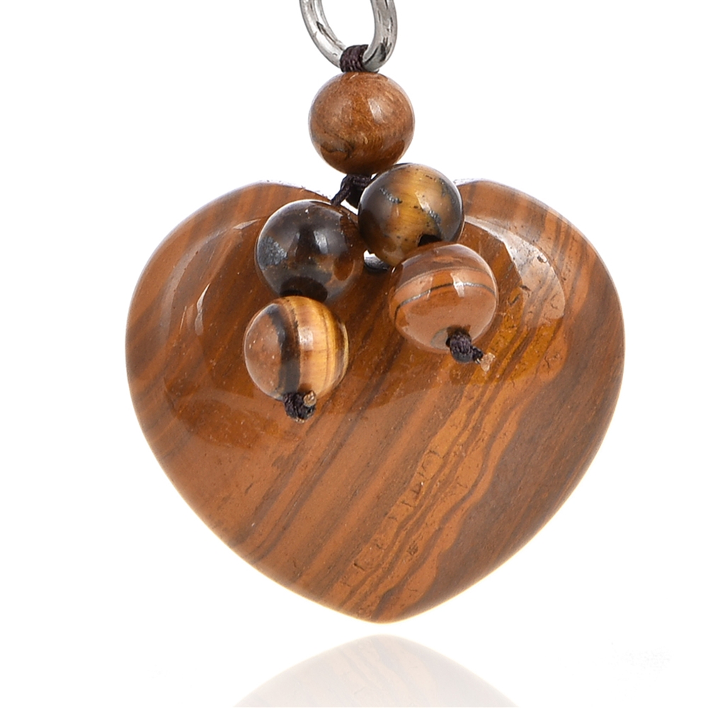 Key Chain Heart Tiger's Eye with Beads