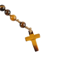 Rosary Tiger's Eye in pressure lock case with explanation in four languages