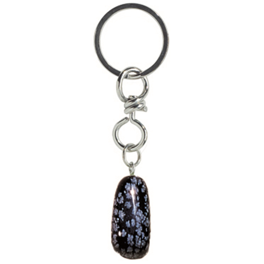 Key Chain Tumbled Stone Obsidian (Snowflake Obsidian)