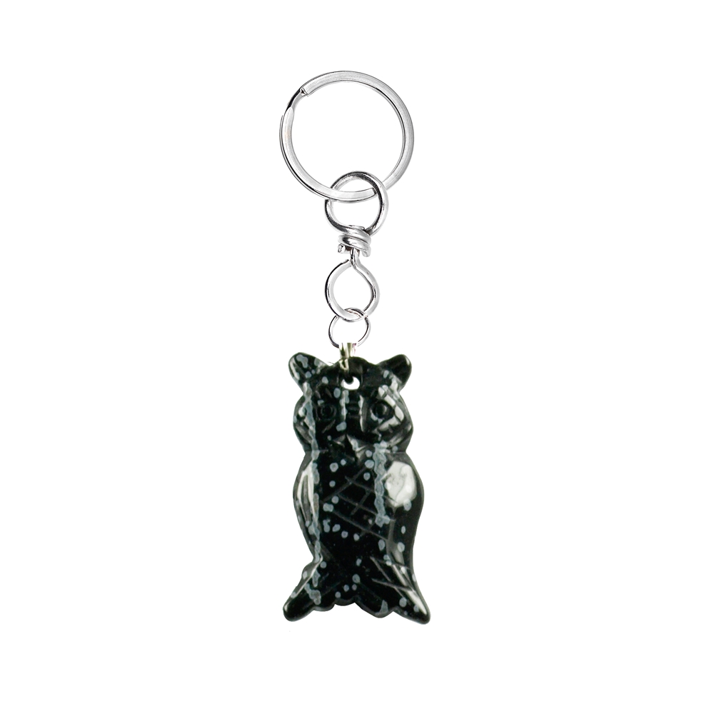 Key Chain Owl Obsidian (Snowflake Obsidian)