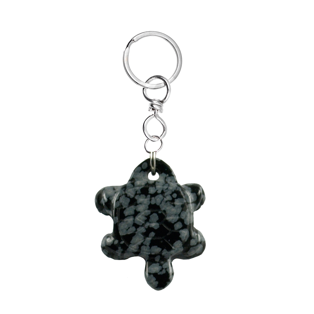 Schlüsselanhänger Schildkröte Obsidian (Schneeflockenobsidian)
