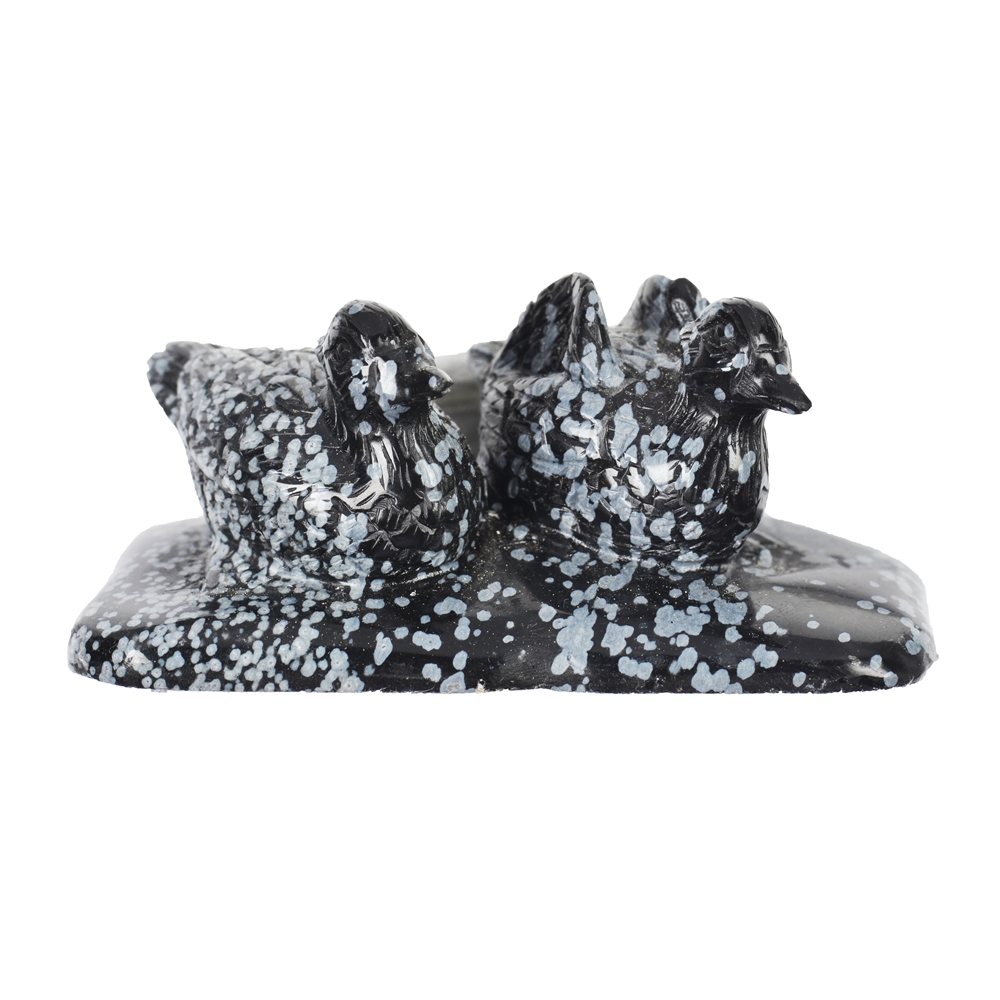 Gravur Entenpaar Obsidian (Schneeflockenobsidian), 8,0cm