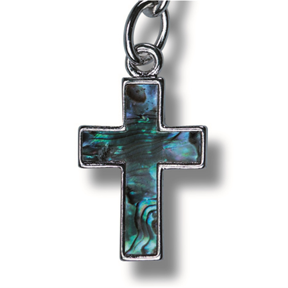 Schlüsselanhänger Kreuz, Paua-Muschel