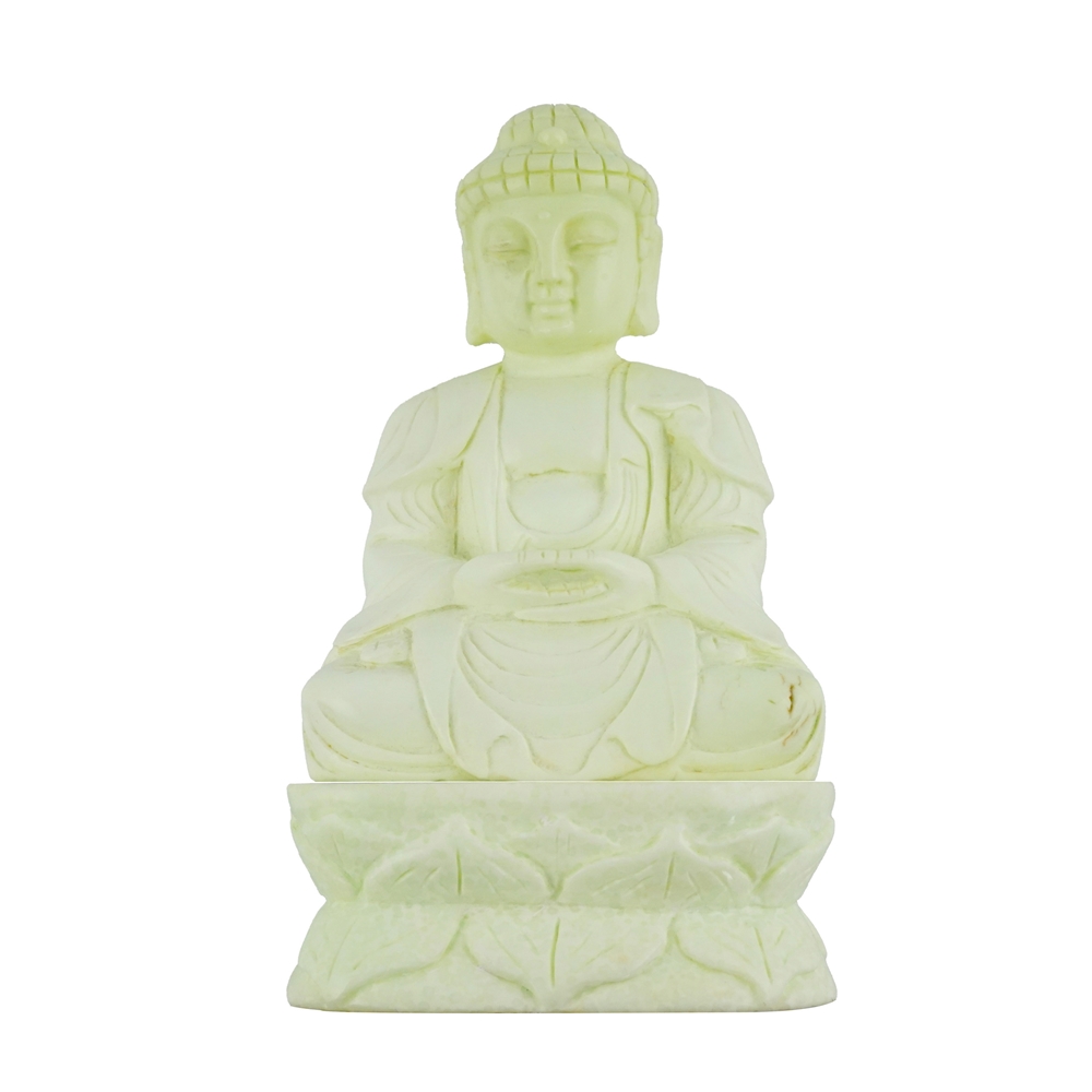 Gravur Buddha, Zitronen-Chrysopras, 13cm | GH Edelsteine, Heilsteine & Schmuck