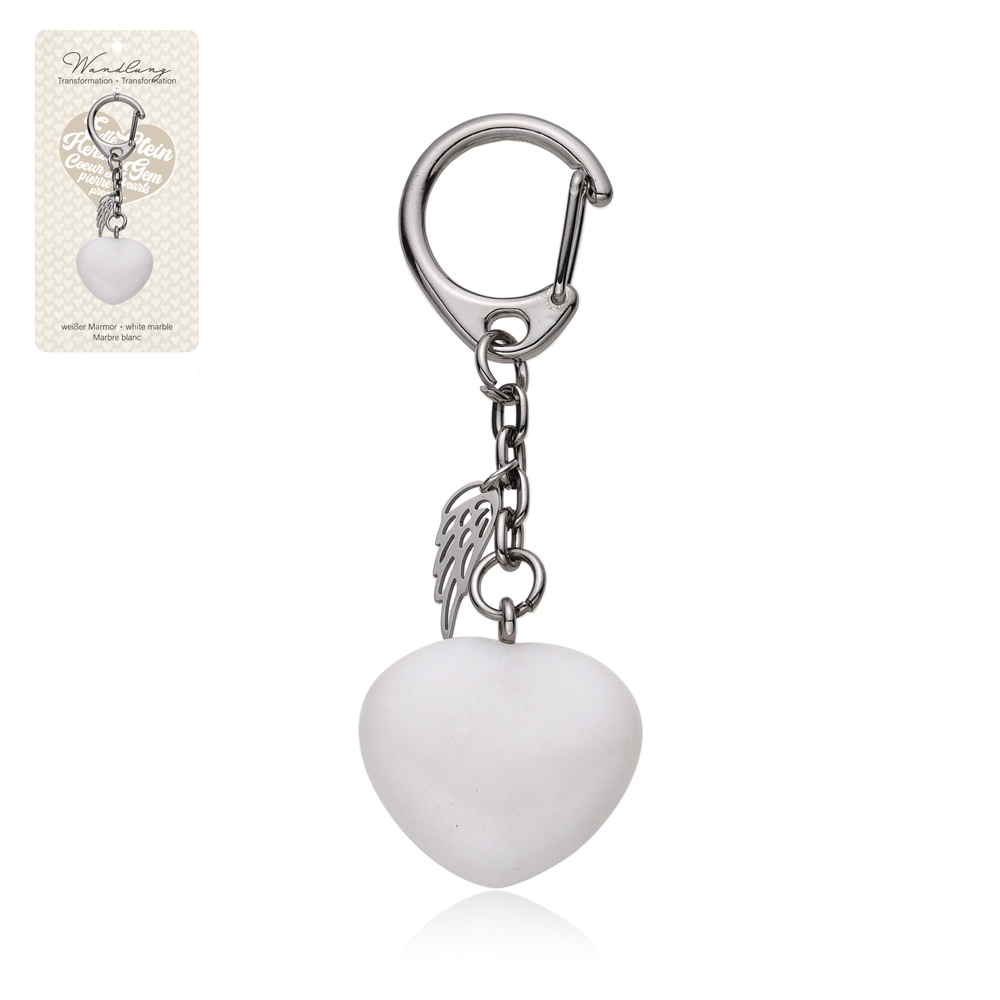 Key Chain Marble (white) with wings