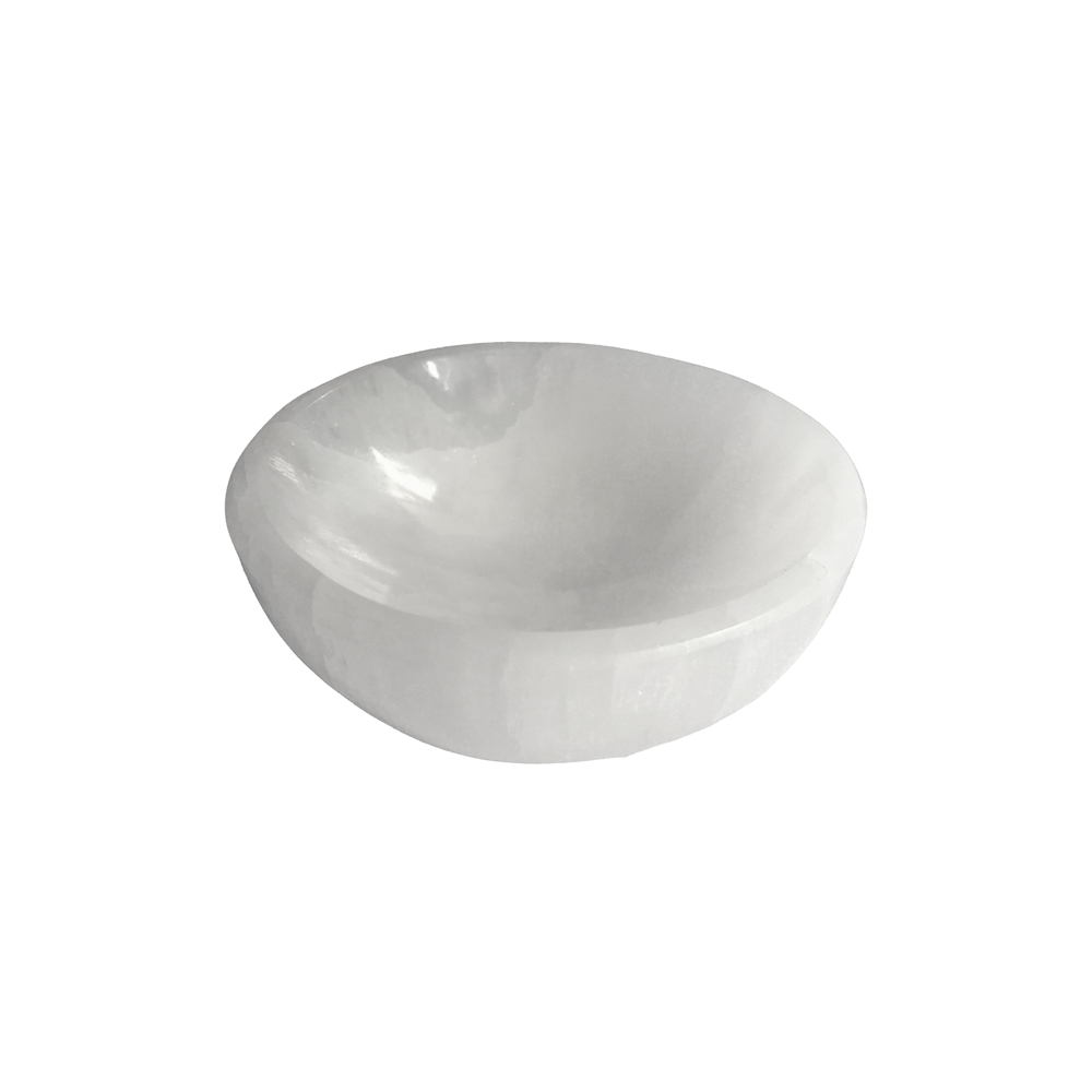 Ciotola di selenite (bianca) rotonda, 06 cm