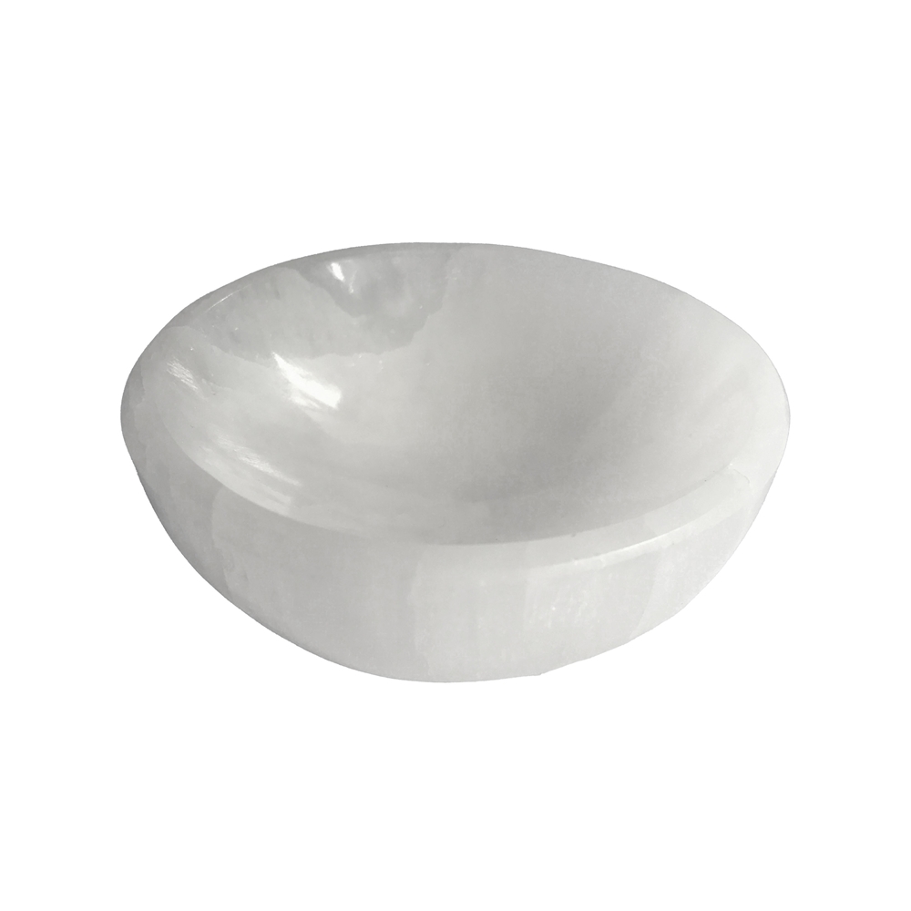 Selenite bowl (white) round, 08cm