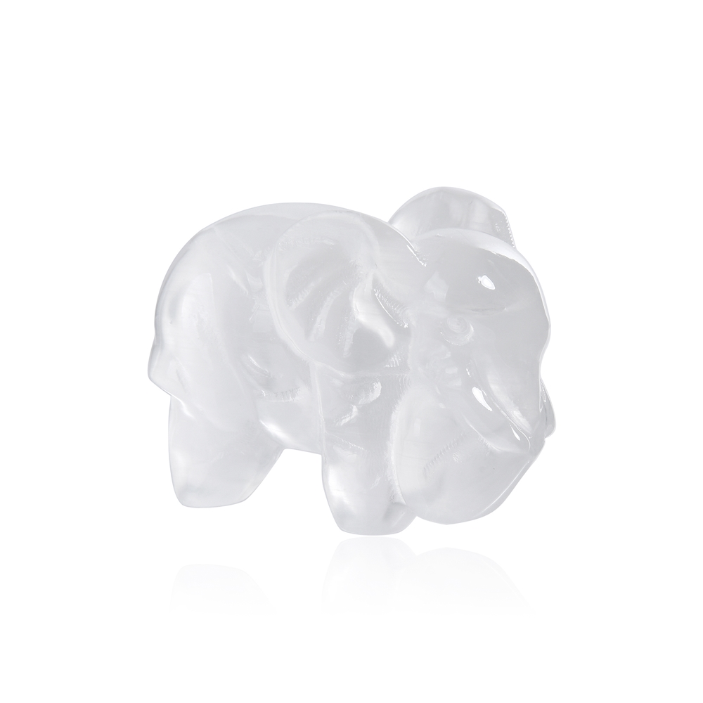 Gravur Elefant, Selenit (weiß), 7,0cm | Edelsteine, Heilsteine &amp; Schmuck-Handel