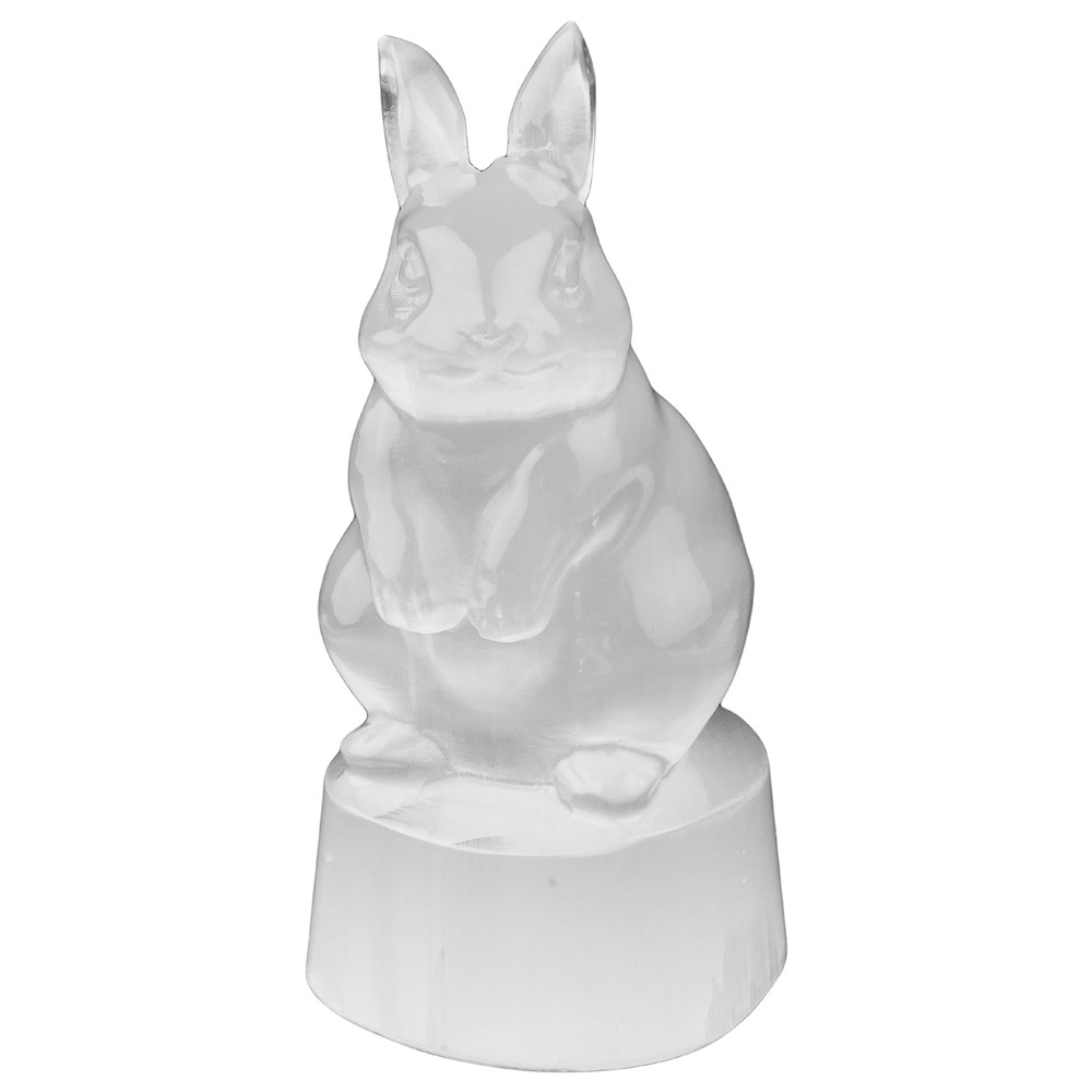 Engraved rabbit, selenite, 9.0 cm