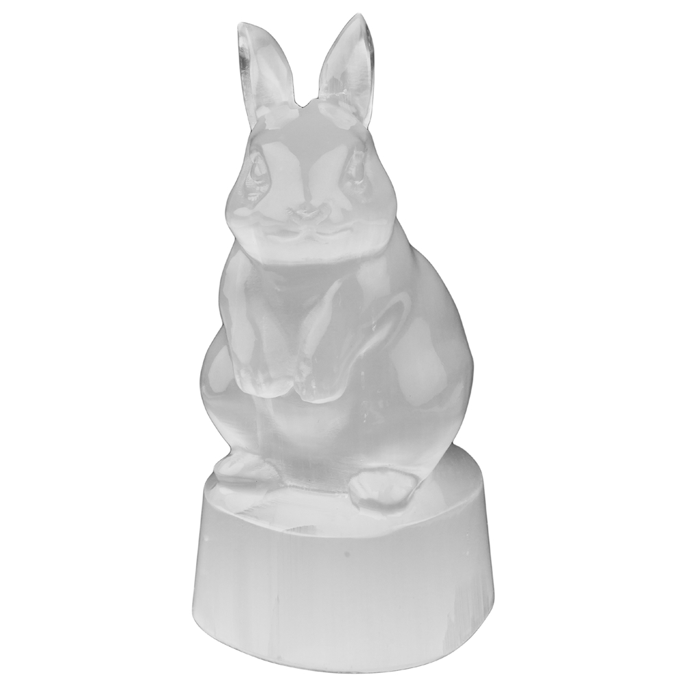 Gravur Hase, Selenit, 9,0cm