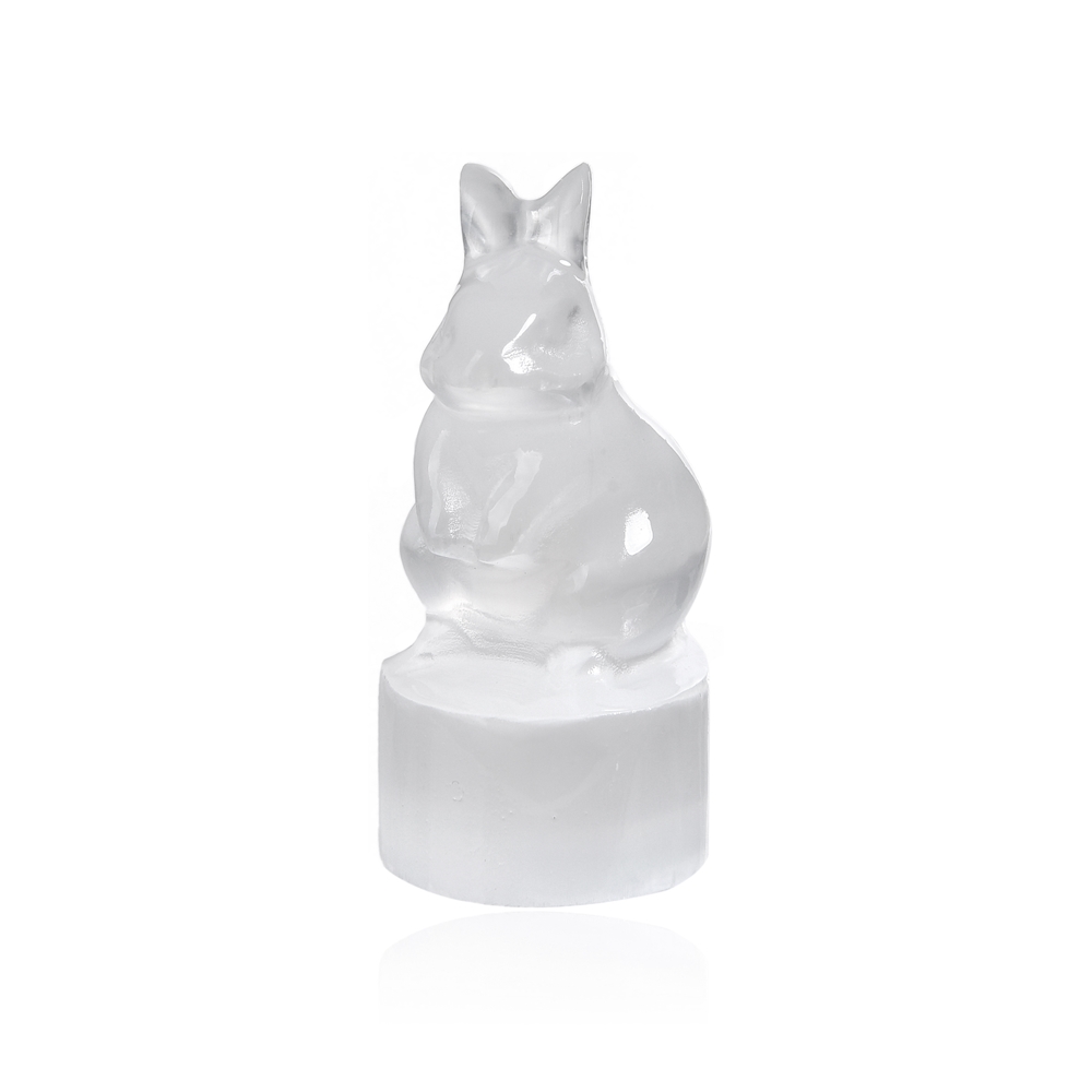 Gravur Hase, Selenit (weiß), 5,1cm | Großhandel Edelsteine, Heilsteine &amp; Schmuck