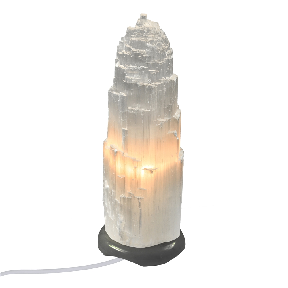Selenite lamp with marble base, 45cm (large)