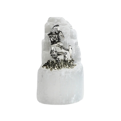 1028905502 Kristall Selenit, Bergarbeiter mit Hammer und Meißel, 6cm | Marco Schreier