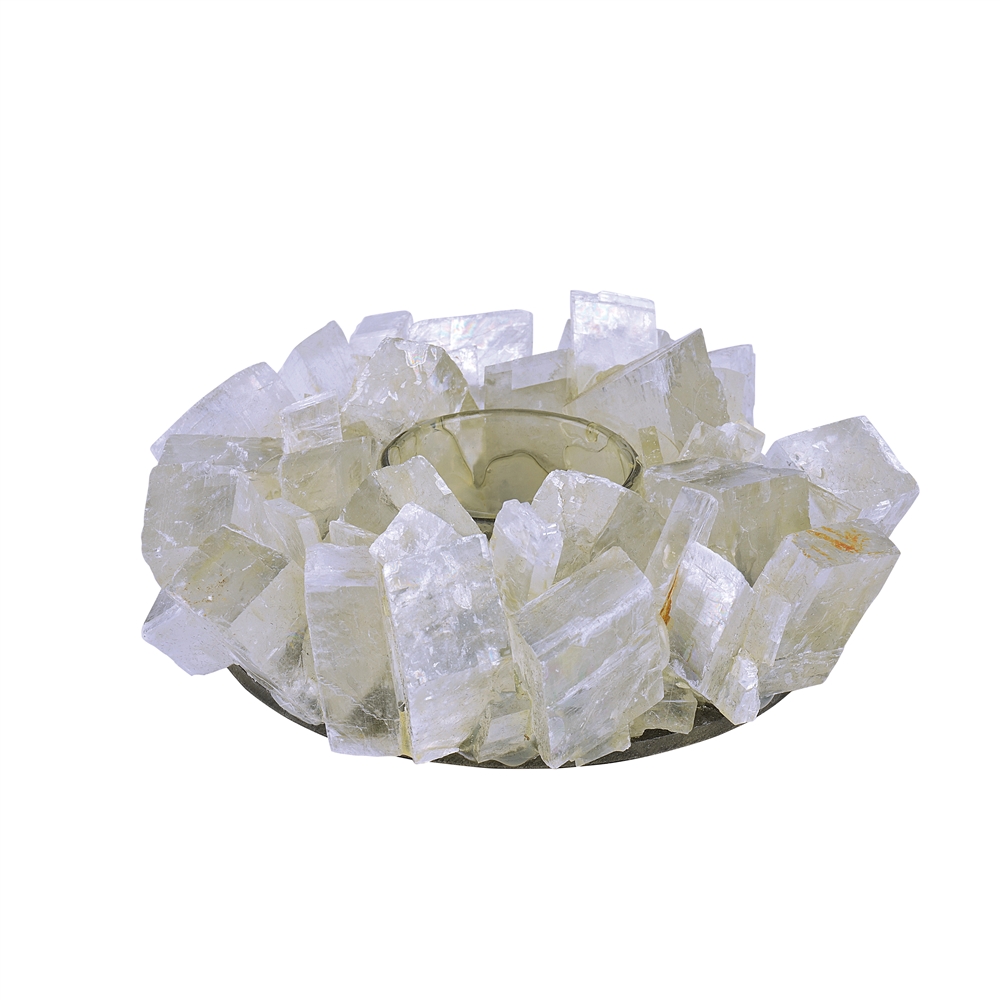 Teelicht Calcit-Rhomboeder (weiß)