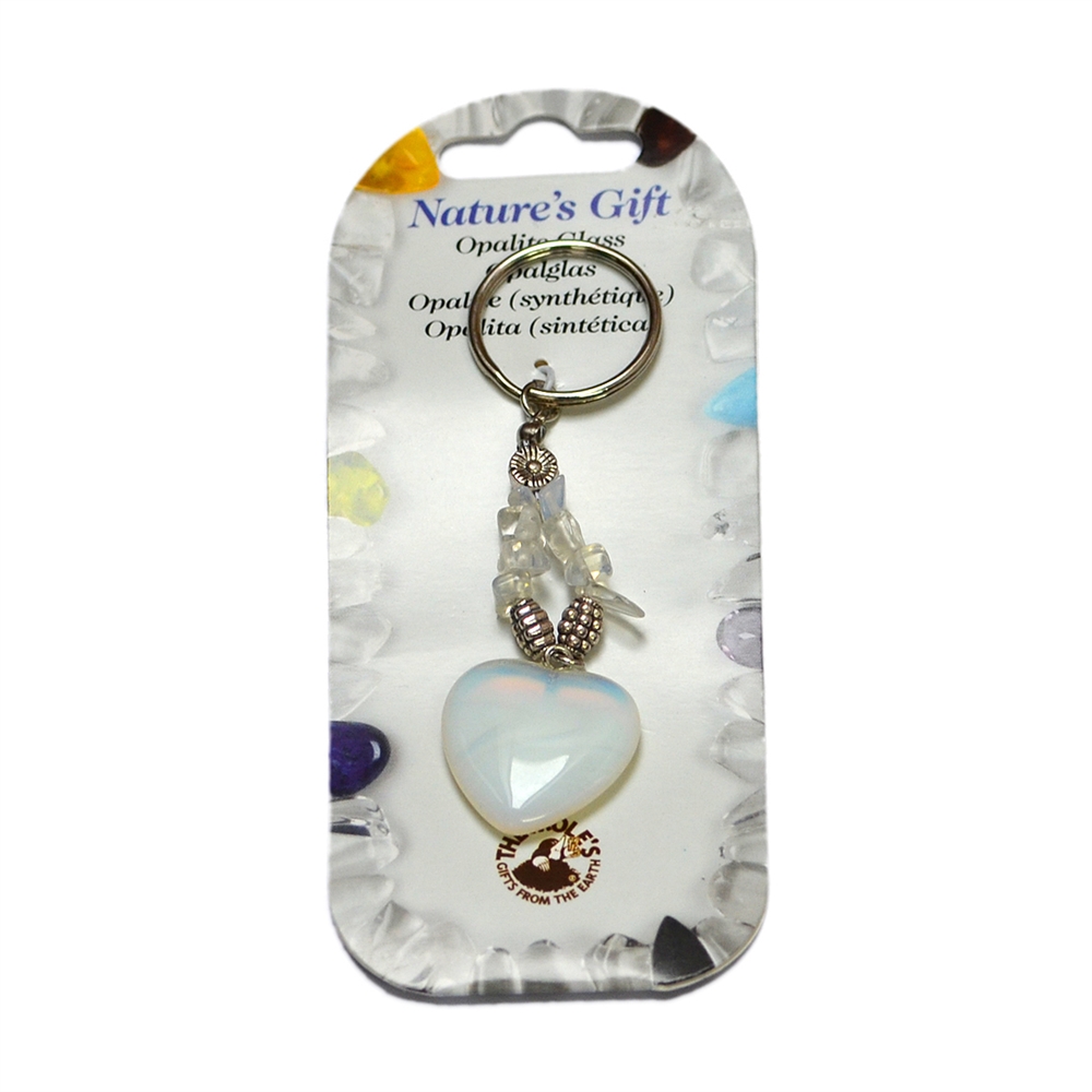 Key Chain, Heart, Opal Glass (synt.), ca. 09cm, for floor stand 