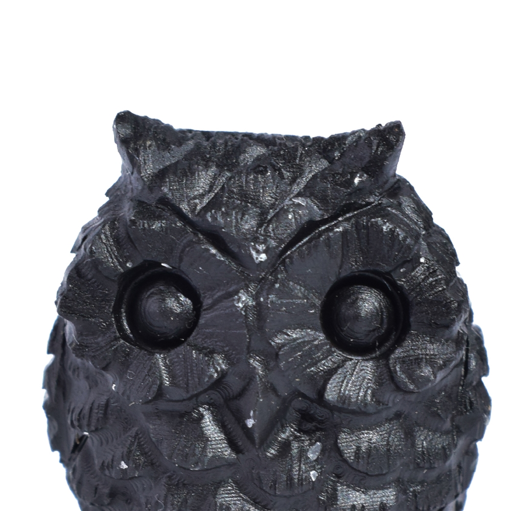 Engraved bird (owl on branch), Shungite, 5.0cm