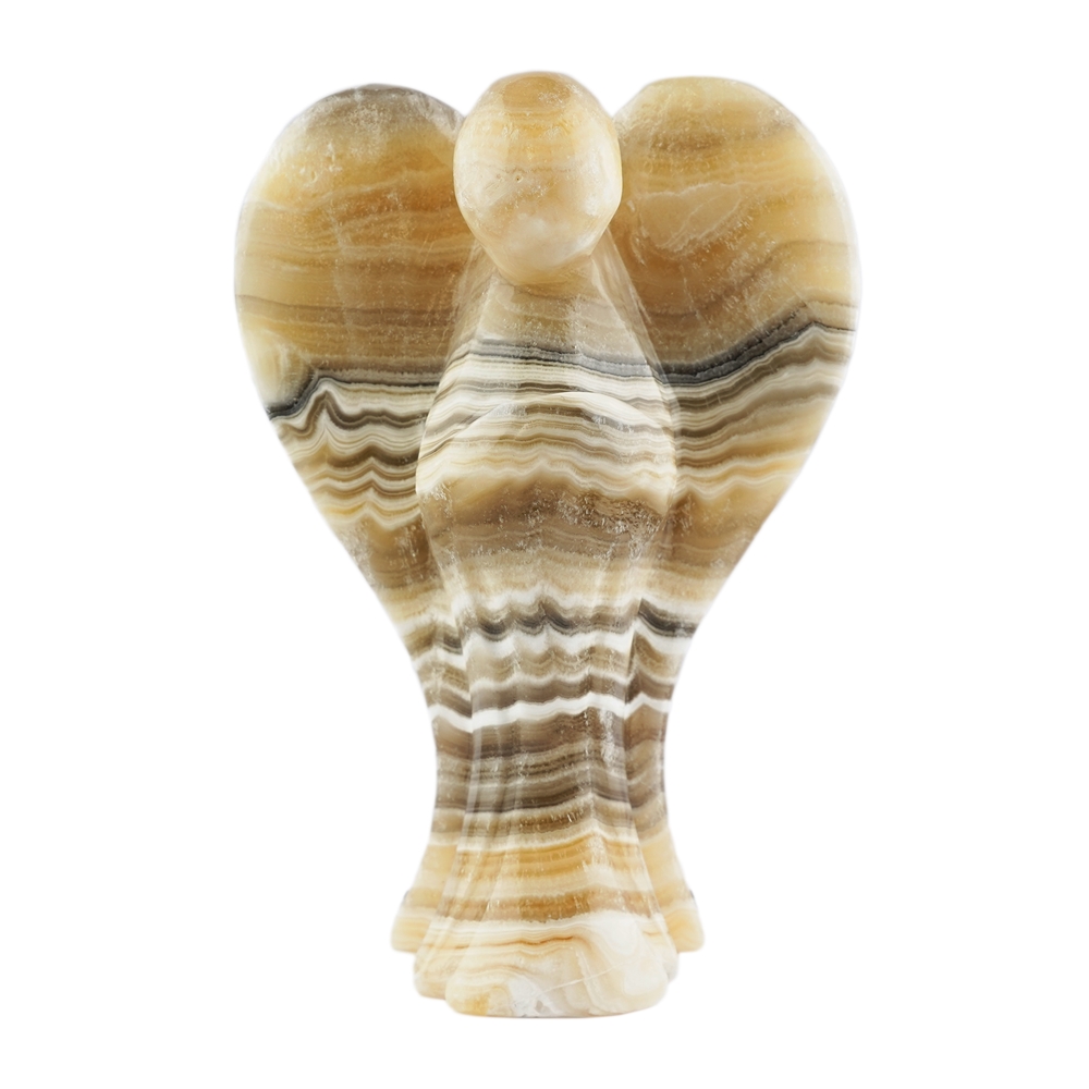 Angelo custode in calcite alabastro a bande, 20 cm