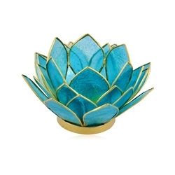 1061405137 Lotus tea light Capiz shell turquoise | wholesale gems, healing stones & jewelry