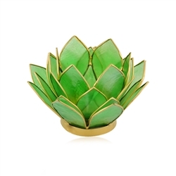 1061405139 Lotus tea light Capiz shell green | wholesaler gems, healing stones & jewelry