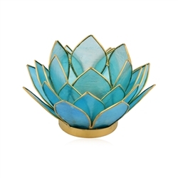 1061405140 Lotus tea light Capiz shell blue | wholesaler gems, healing stones & jewelry