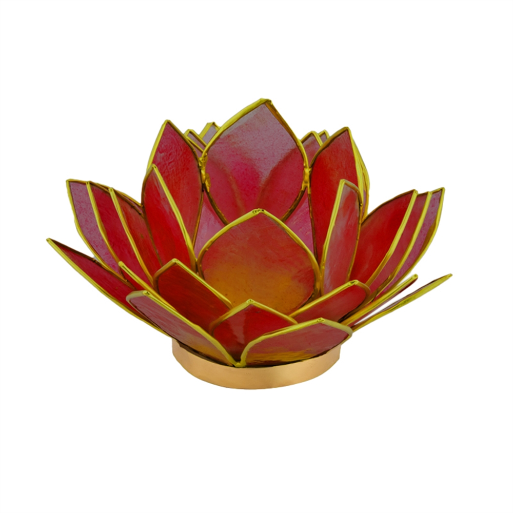 Tea light lotus capiz shell red