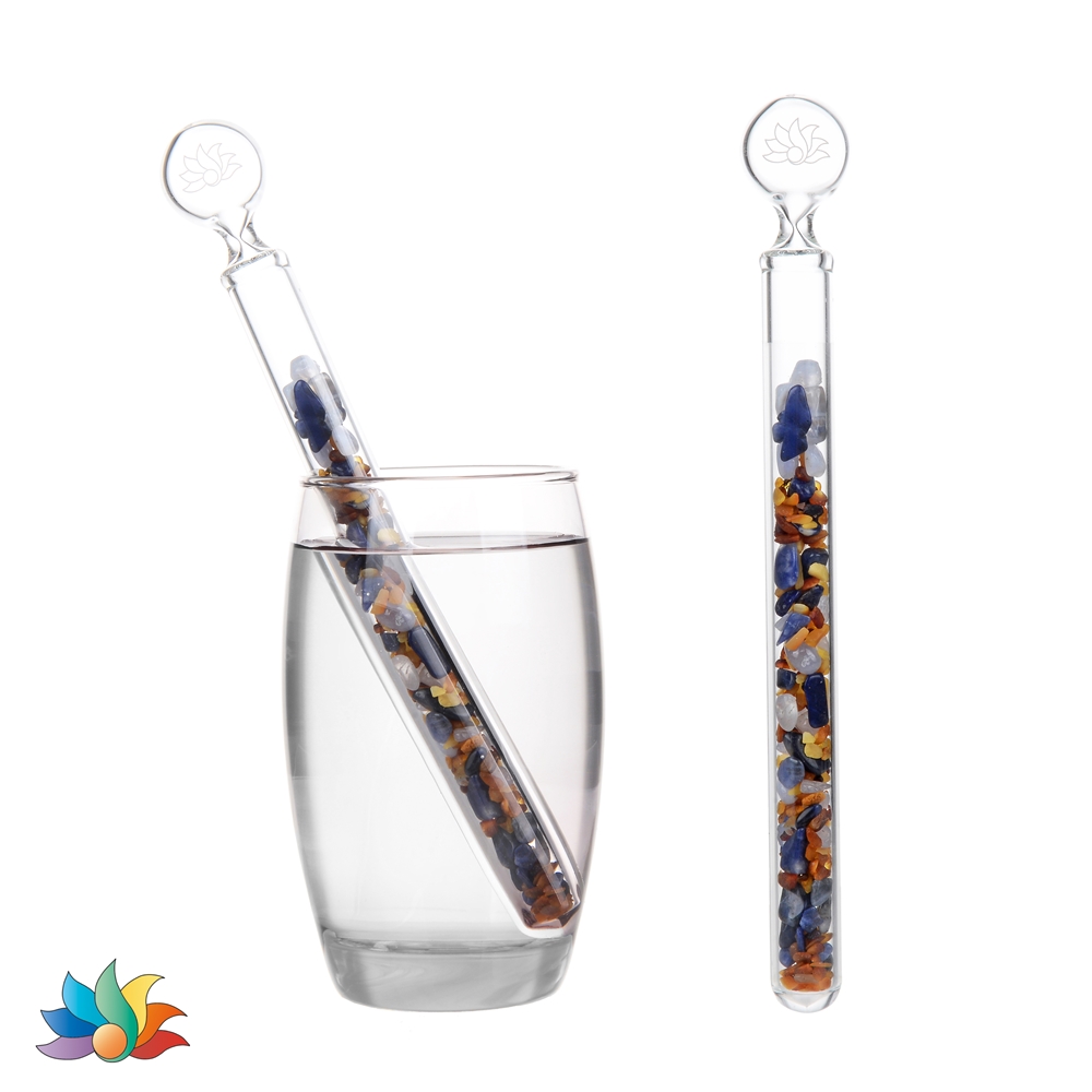 Crystal Vital Stick "Get into Flow" (Sodalite, Chalcedony, Amber), 20cm