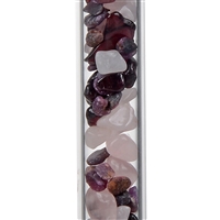 Bacchetta di cristallo della vitalità "joie de vivre" (granato, rubino, quarzo rosa), 20 cm