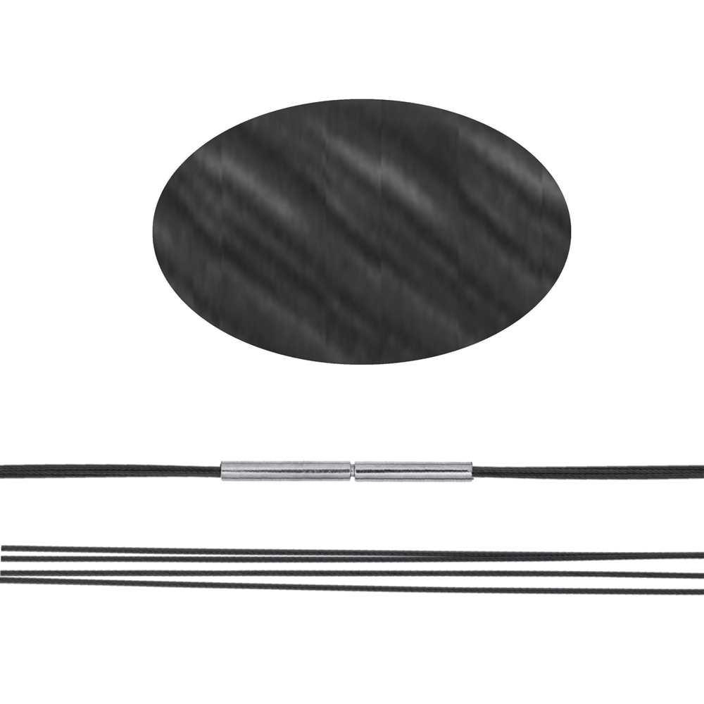 Collier ras de cou en acier plusieurs cordons noir, 45cm, fermeture à baïonnette