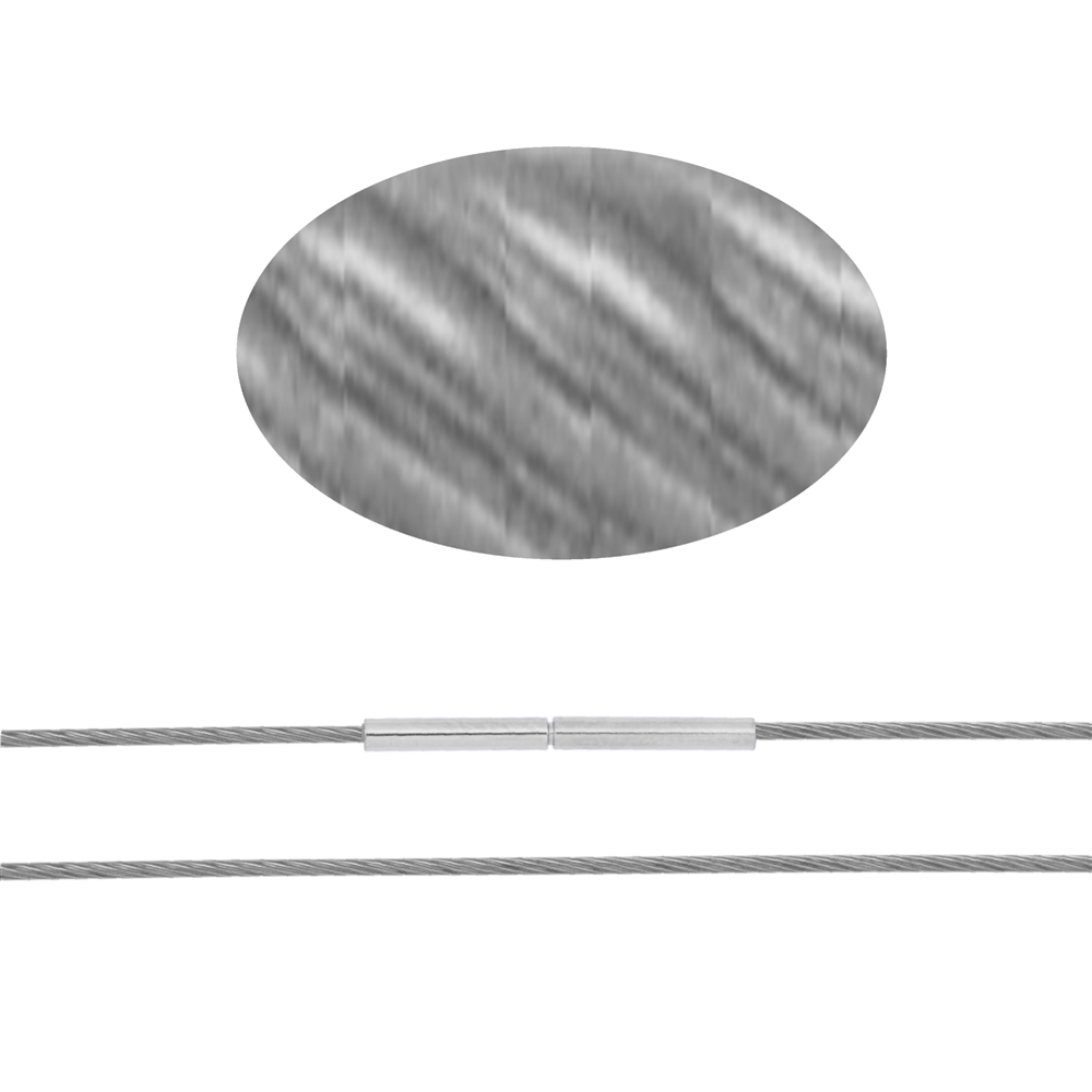 Cerchio d'acciaio, cordone spesso color acciaio, 45 cm, Fermaglio