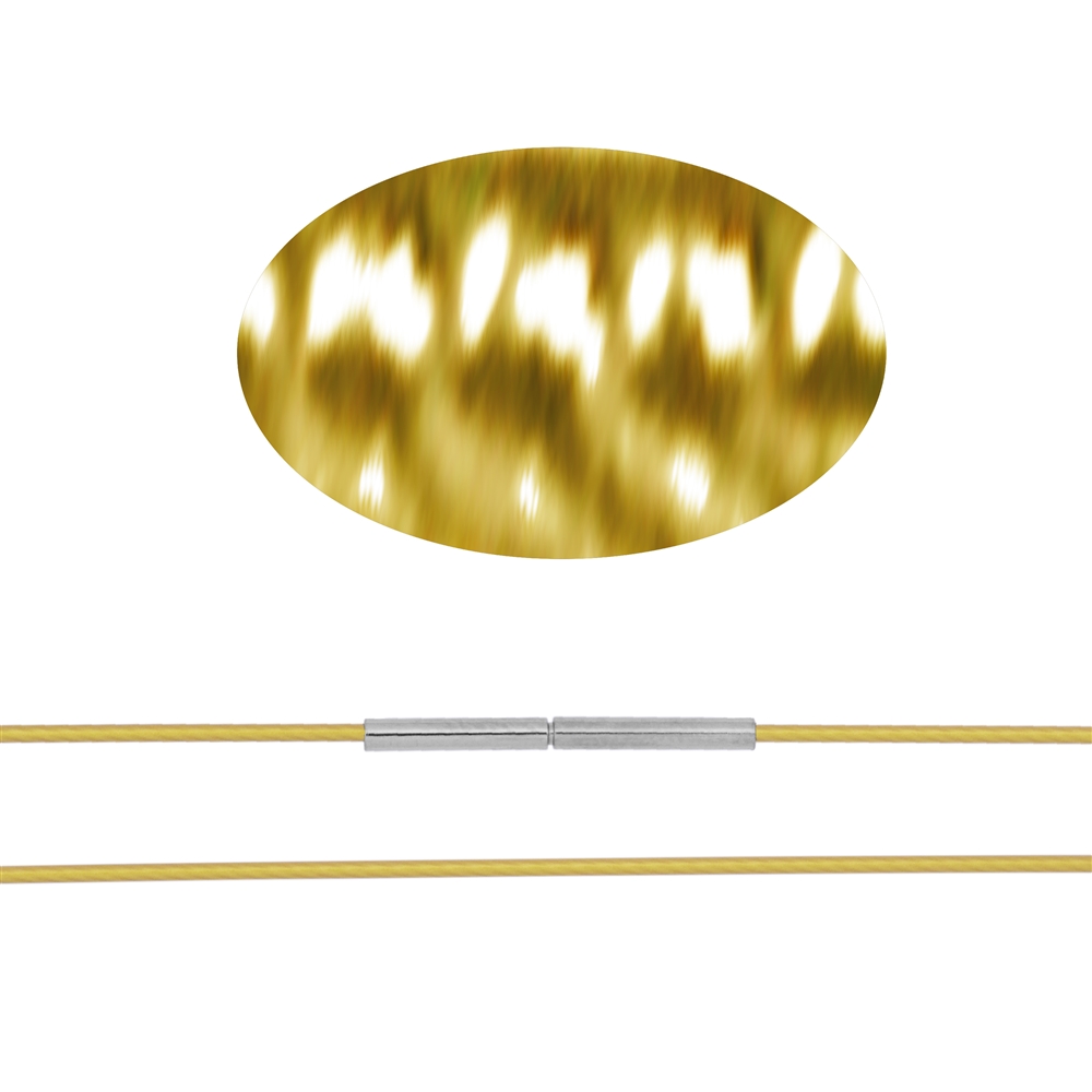 Collier ras de cou en acier un cordon épais doré, 45cm, fermeture à baïonnette