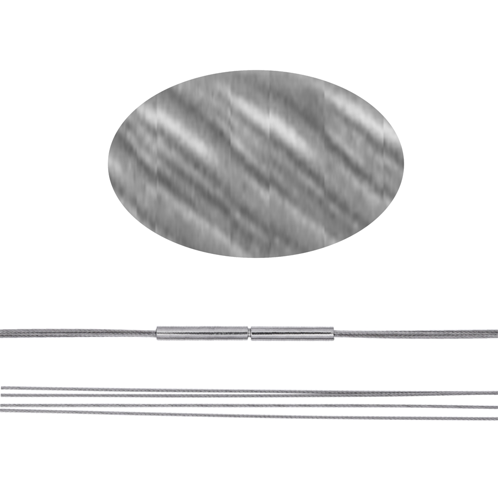 Cerchio d'acciaio più cordoncini color acciaio, 45 cm, Fermaglio