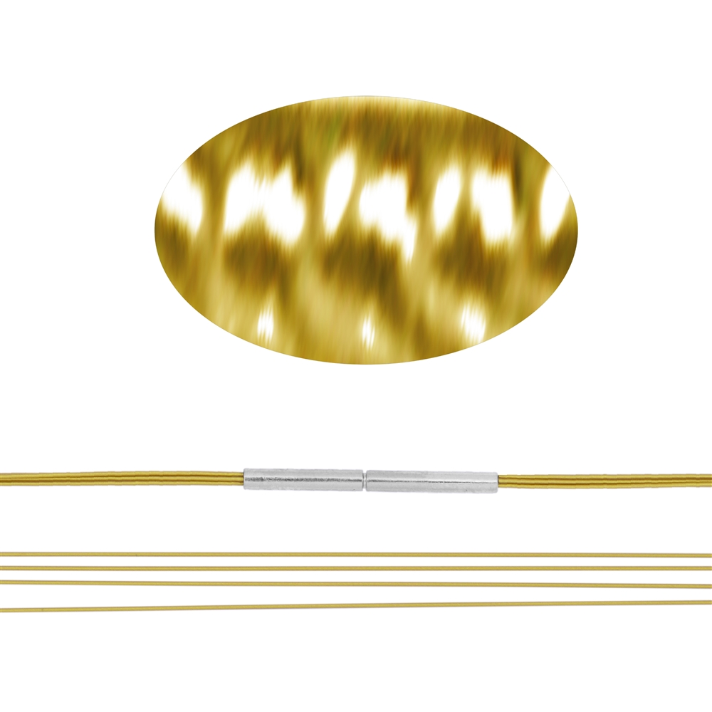 Collier ras de cou en acier plusieurs cordons dorés, 45cm, fermeture à baïonnette