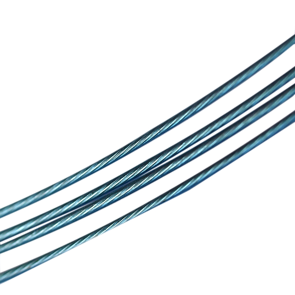 Collier ras de cou en acier, plusieurs cordons pétrole (bleu-vert), 45cm, fermoir tournant