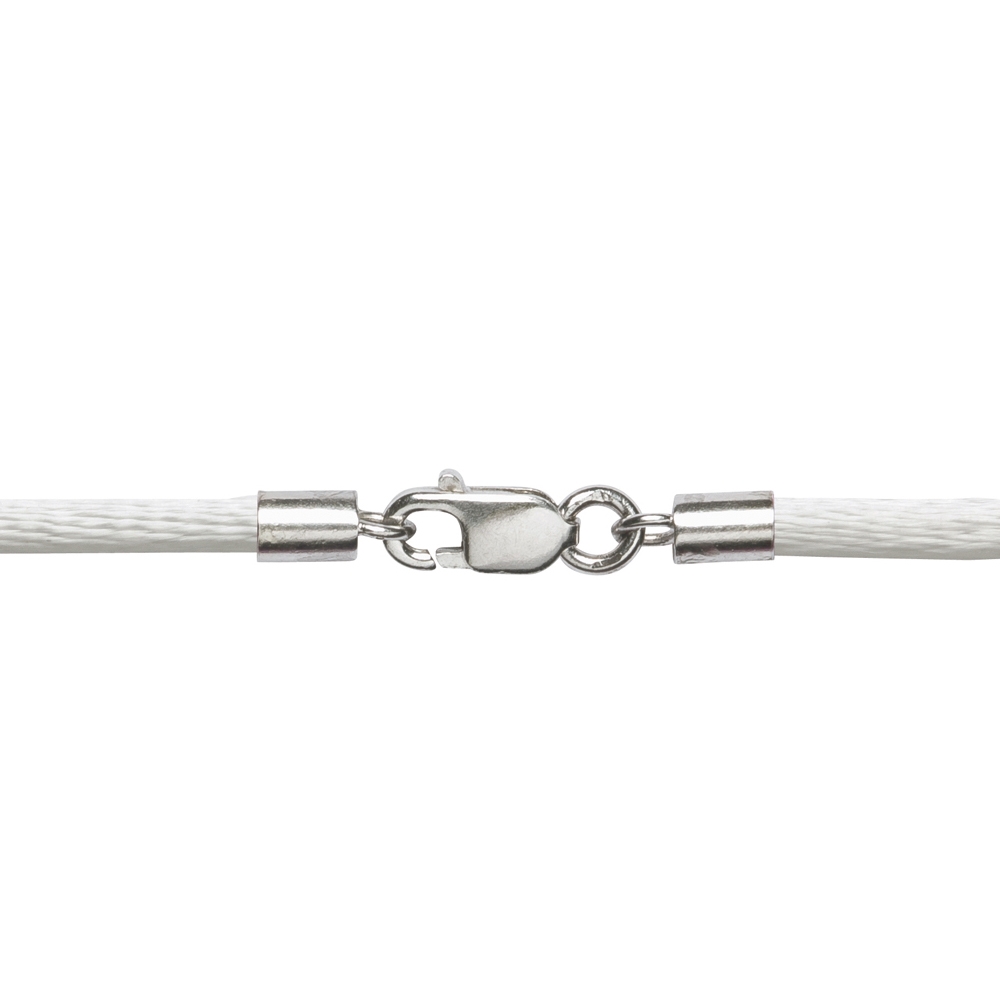 Nylonband, weiß, Silberverschluss, 2mm/45cm
