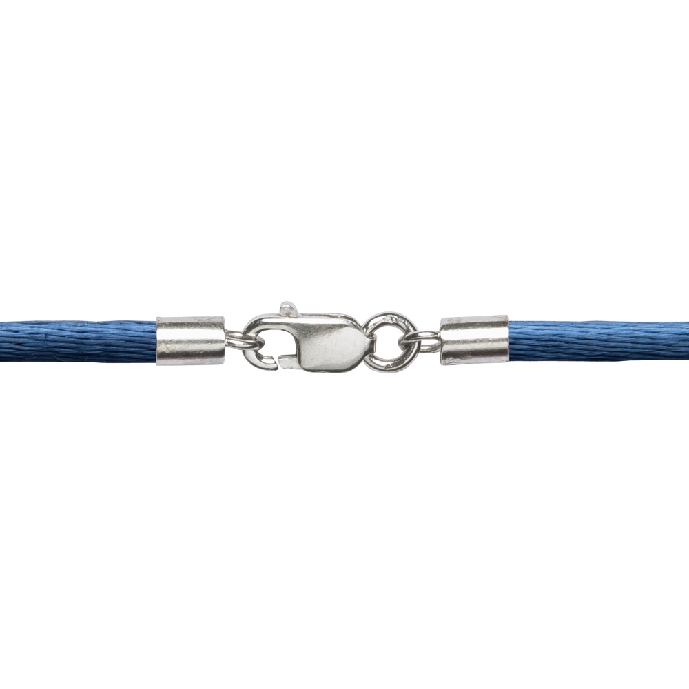 Cinturino in nylon, blu scuro, chiusura argentata, 2 mm/circa 45 cm
