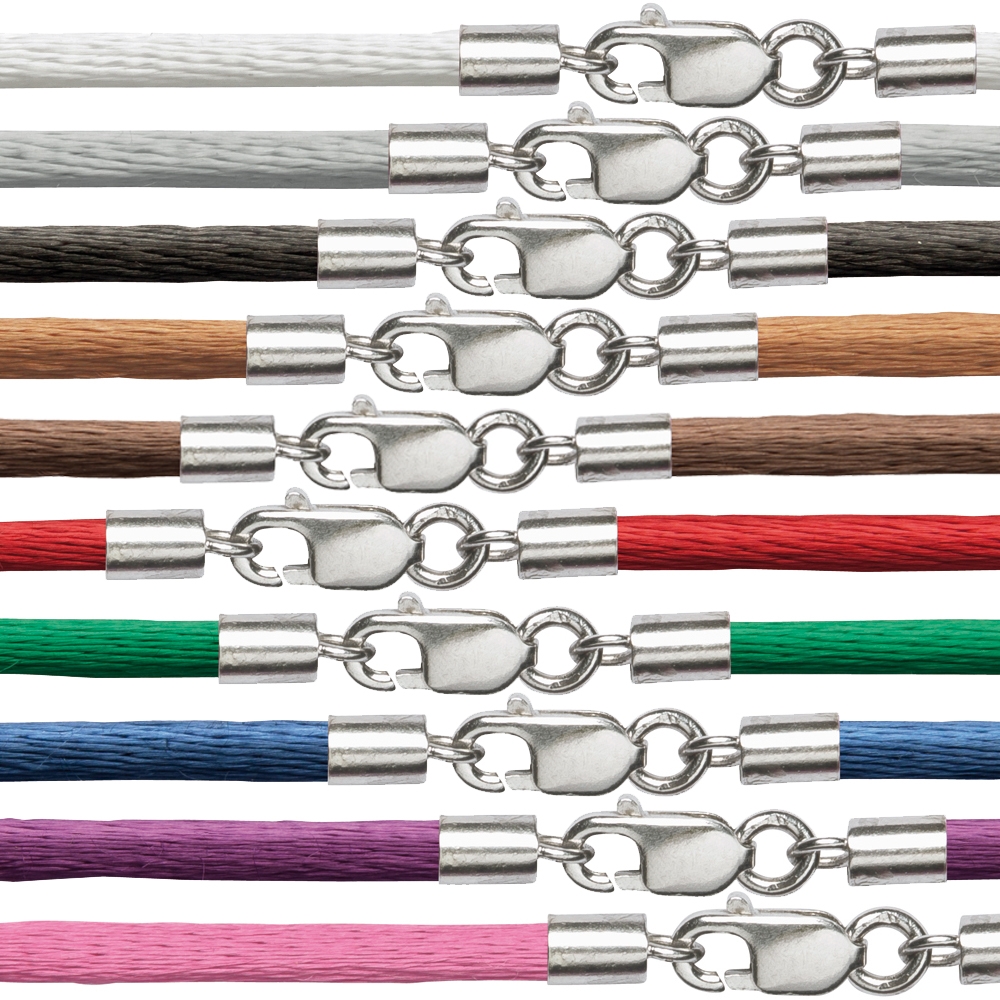  10 nylon straps with silver clasp, 2mm x 45cm (10 pcs./VU)