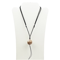 Nylon necklace with sliding mechanism, black, 03mm/41 - 82cm