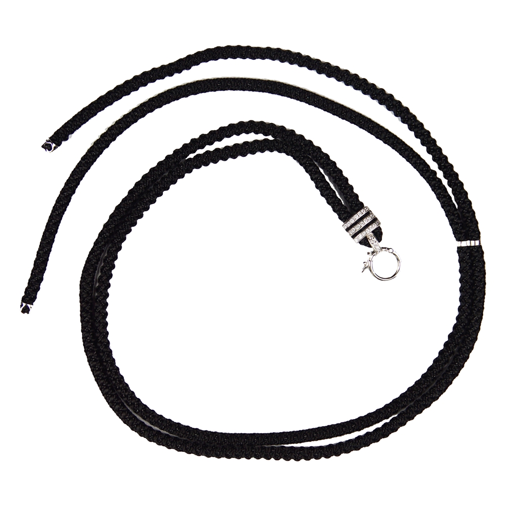 Nylon necklace, black, 4.0mm x 41-82cm, Clasp metal