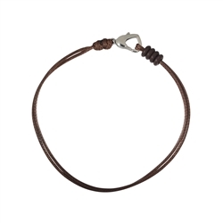 1205700419 Bracciale in cotone, marrone, 2x 1,0mm x 19cm, fermaglio a cuore in acciaio inossidabile | Marco Schreier